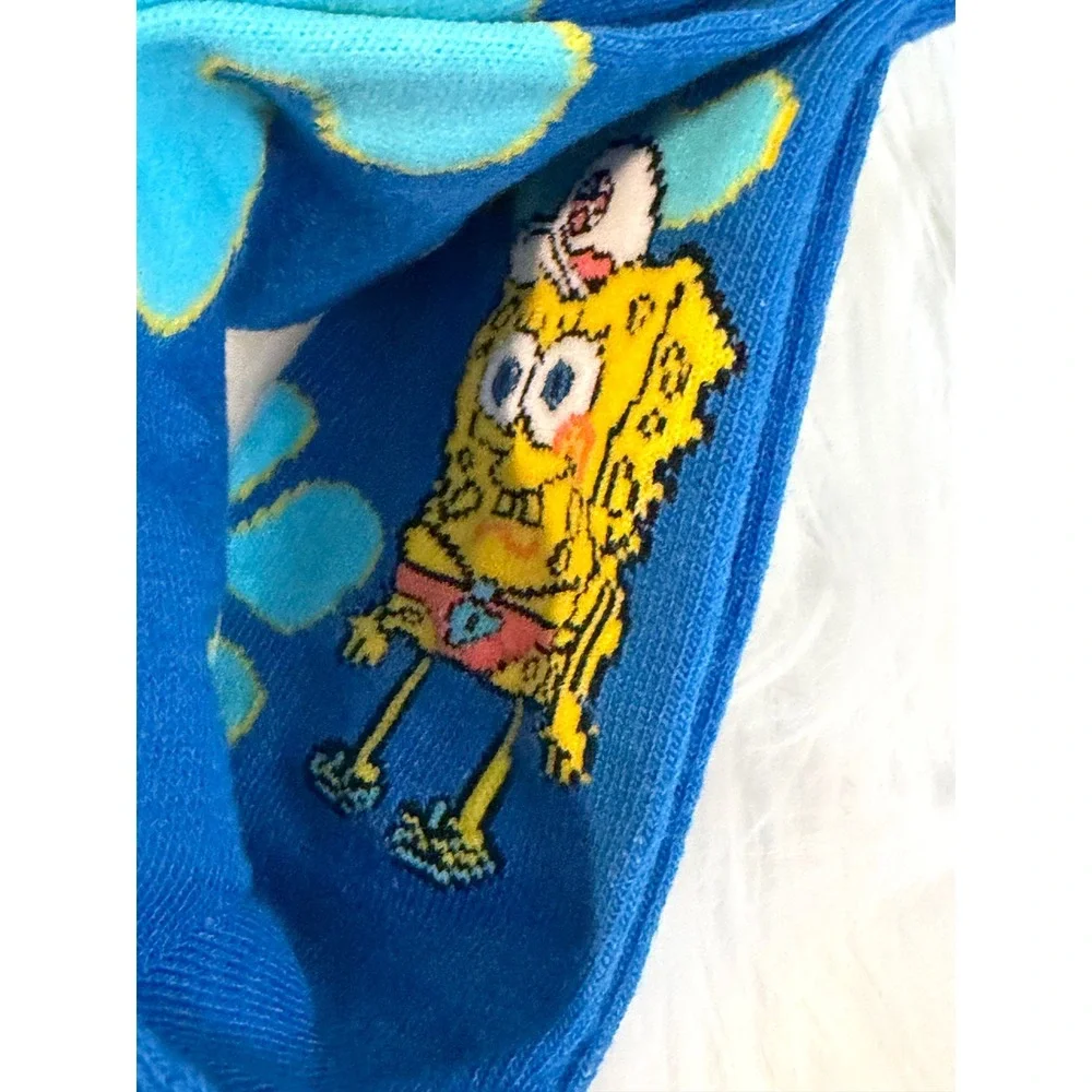 SpongeBob SquarePants Crew Socks 2 Pair Set Grey Blue Mens Size 6.5-12 New